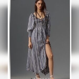 NWOT Anthropologie Navy and White Striped Dress
